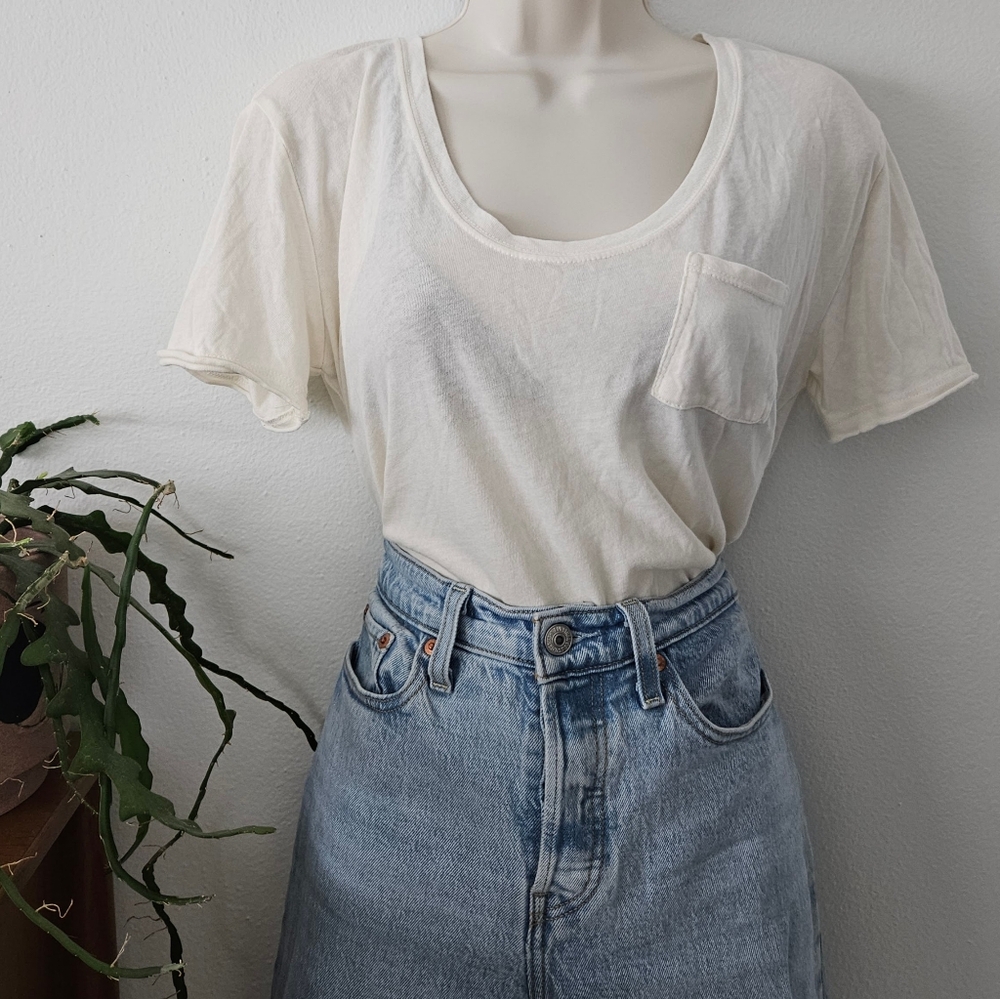 uo grunge cottage boho hippie slouch slub indie scoop neck pocket tee top
